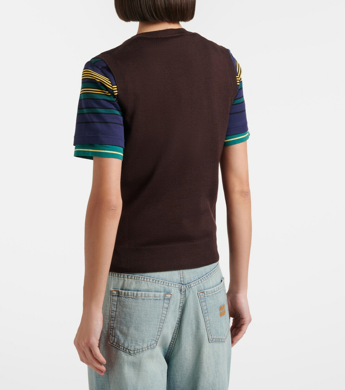 Miu Miu Logo virgin wool sweater vest