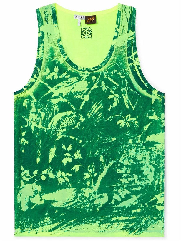 Photo: LOEWE - Paula's Ibiza Logo-Embroidered Printed Cotton-Jersey Tank Top - Green