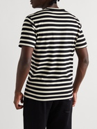 YMC - Wild Ones Appliquéd Striped Organic Cotton-Jersey T-Shirt - Black