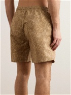 Brunello Cucinelli - Straight-Leg Mid-Length Logo-Embroidered Printed Swim Shorts - Brown