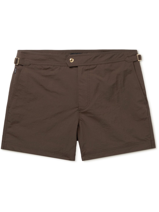 Photo: TOM FORD - Slim-Fit Mid-Length Swim Shorts - Brown