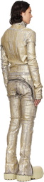 Rick Owens Gold Hollywood Flightsuit Denim Jumpsuit