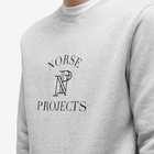 Norse Projects Men's Vagn Crest Logo Crew Sweat in Light Grey Melange