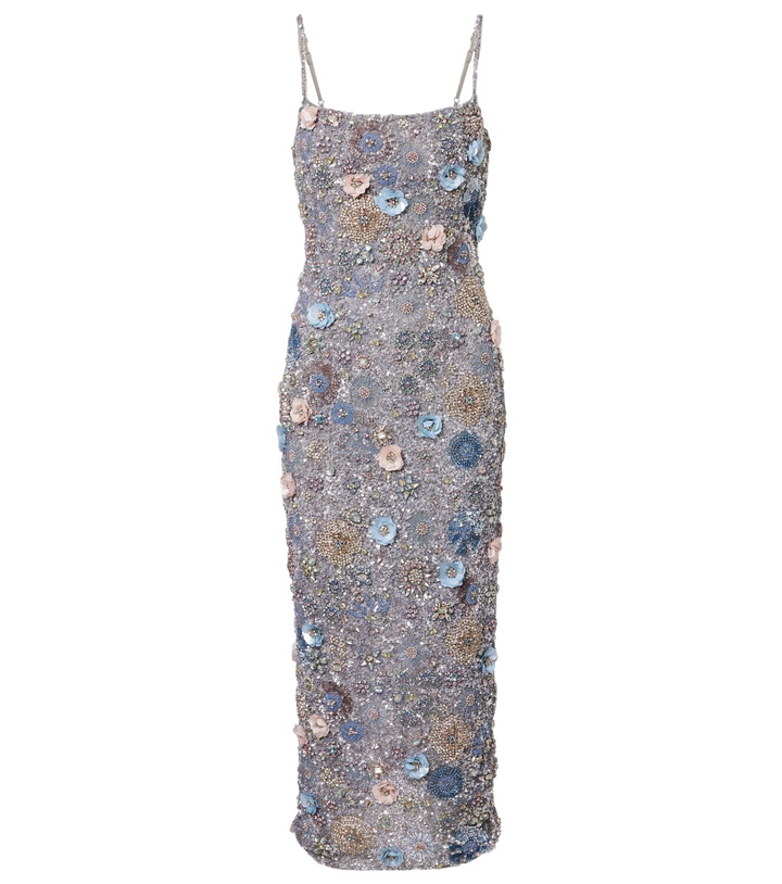 Photo: Rachel Gilbert Embellished floral-appliqué midi dress