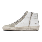 Golden Goose White and Grey Slide High-Top Sneakers