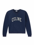 CELINE - Logo-Appliquéd Cotton-Jersey Sweatshirt - Blue