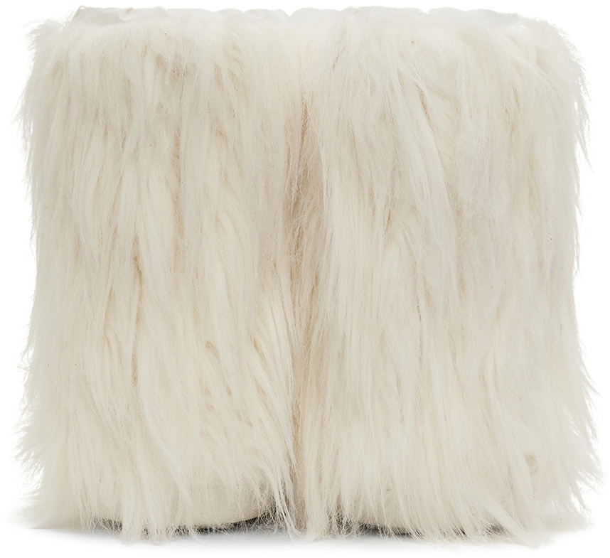Marni Kids White Furry High Boots