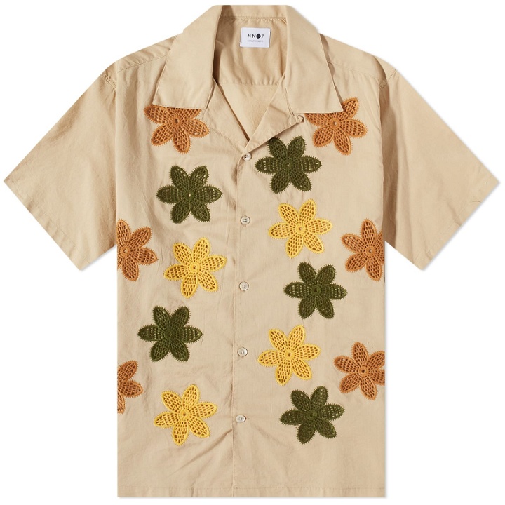 Photo: NN07 Men's Julio Embroidered Vacation Shirt in Creme