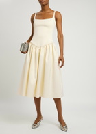 DE LA Vali Lola Satin Midi Dress Ivory