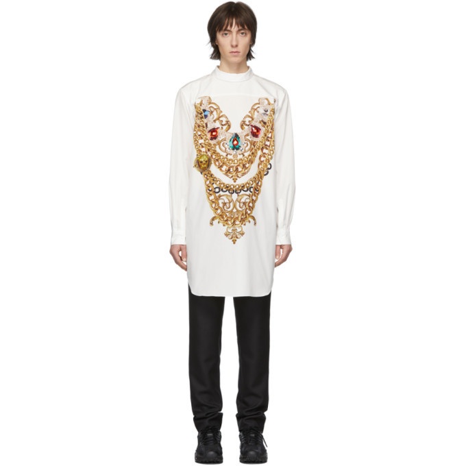 Photo: Comme des Garcons Homme Plus White C-Pattern Pearl Embroidery Shirt