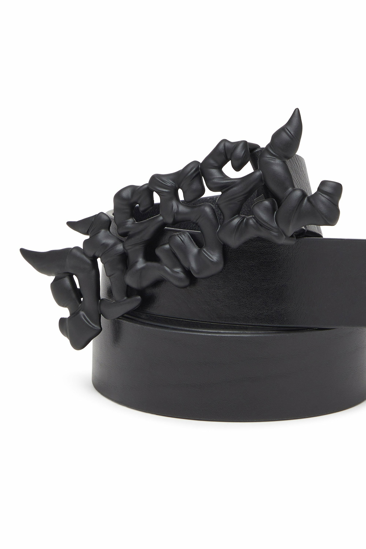 Diesel 3.5cm pull-up leather belt with graffiti buckle - Belts - Unisex - Black