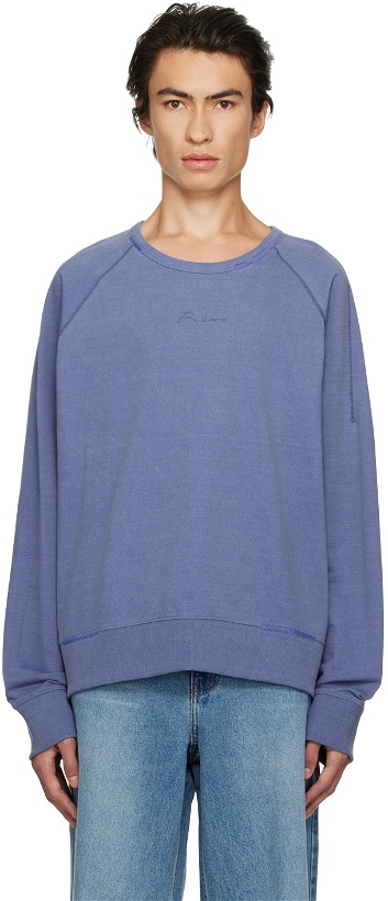 Photo: Recto Blue Embroidered Long Sleeve T-Shirt