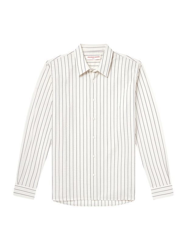 Photo: Orlebar Brown - Justin Striped Cotton-Seersucker Shirt - Neutrals
