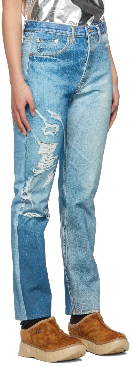 doublet【PHOTO PRINT PANTS】 doublet Blue Photo Print Jeans Doublet