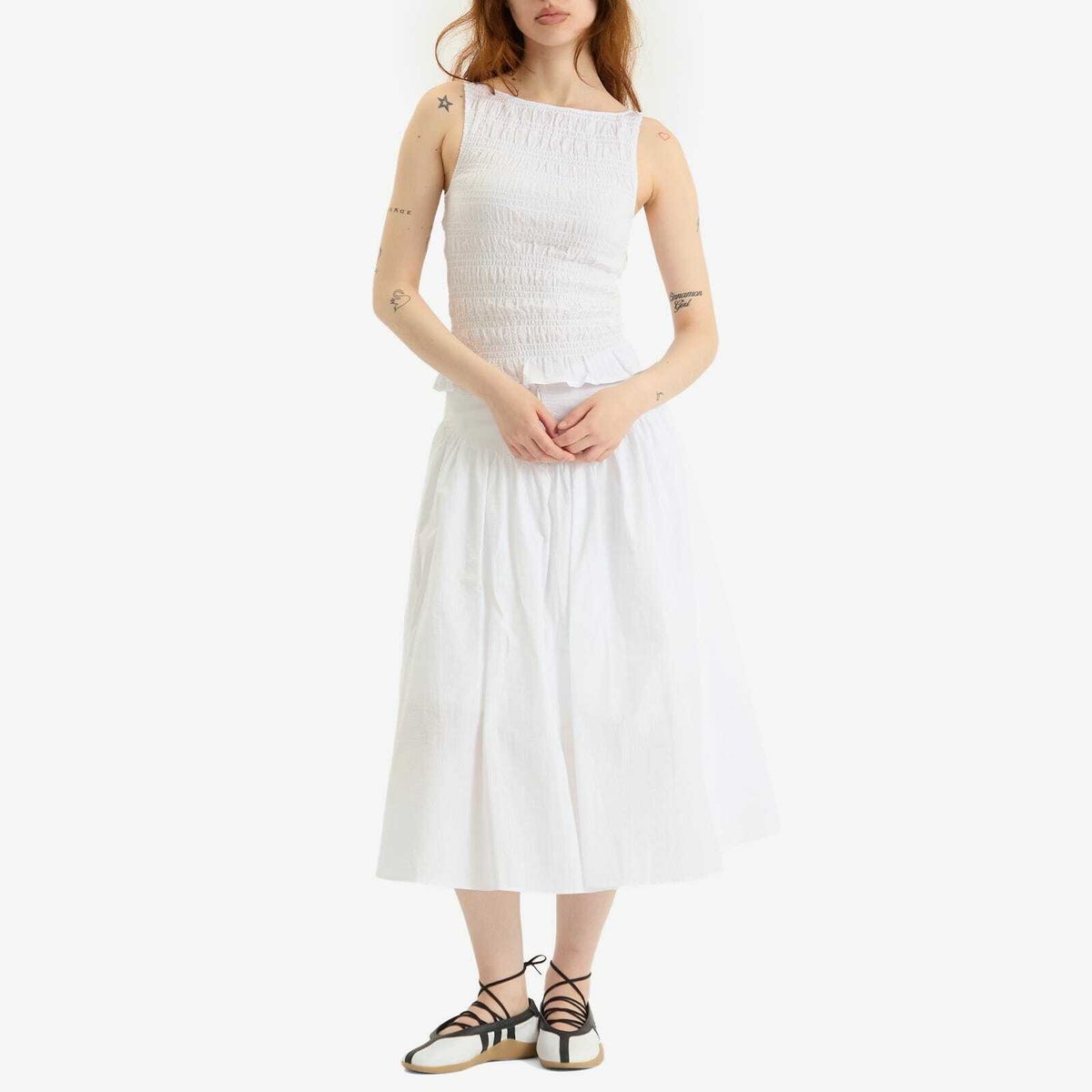 Peachy Den Women's Deba Midi Skirt in Porcelain