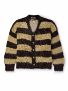 Mastermind World - Oversized Striped Fringed Knitted Cardigan - Brown