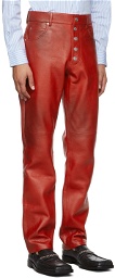 Martine Rose Red Leather Pants