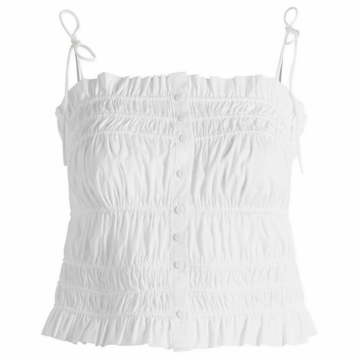Photo: SKIMS Women's Garment Washed Poplin Ruffle Cami in Snow