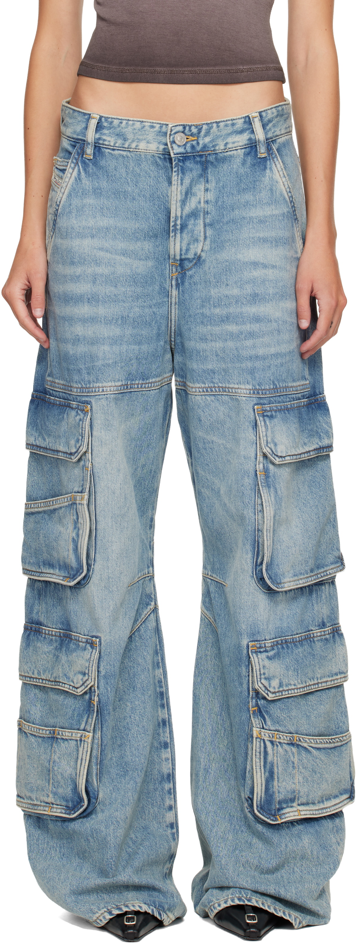 Diesel Blue Relaxed 1996 D-Sire Denim Cargo Pants