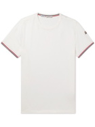 Moncler - Logo-Appliquéd Striped Stretch-Cotton Jersey T-Shirt - White