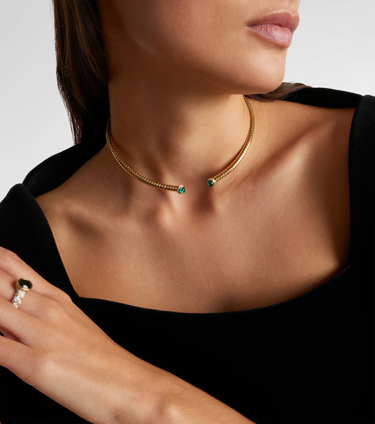 Marina B 18kt yellow gold necklace with emeralds and diamonds