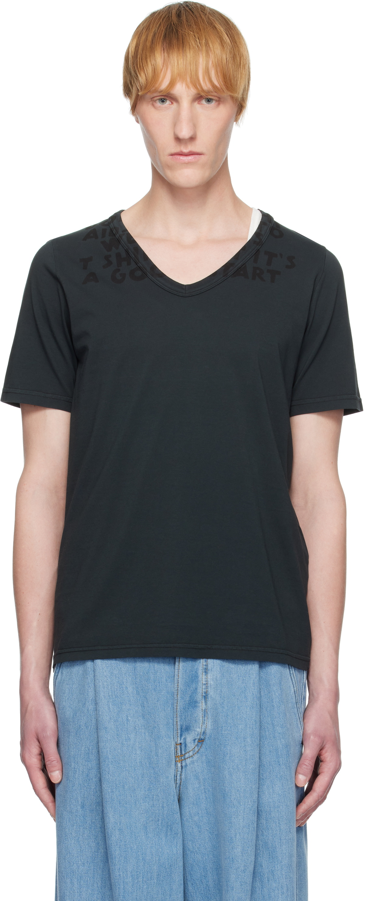 【ほぼ新品】 MM6 - Maison Margiela Vネック半袖Tシャツ MM6 MAISON MARGIELA｜V-NECK SS T-SHIRTS｜BLACK｜2025春夏