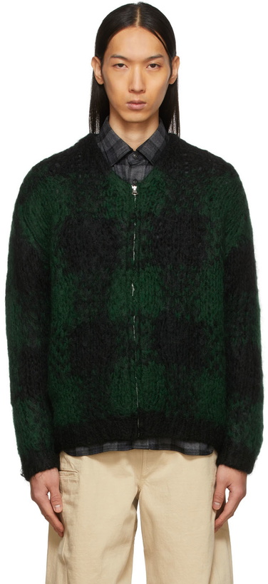 Photo: Junya Watanabe Green Open Knit Check Cardigan