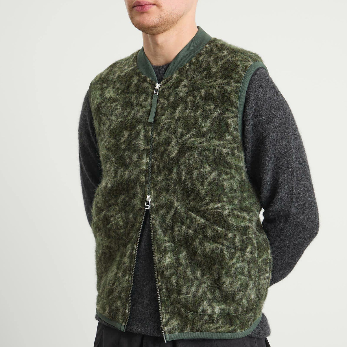 END. x Universal Works Men's Snug Gilet in Olive