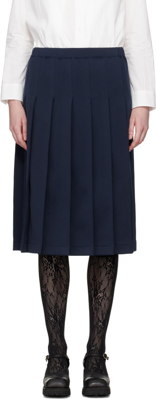 Photo: Comme des Garçons Girl Navy Pleated Midi Skirt