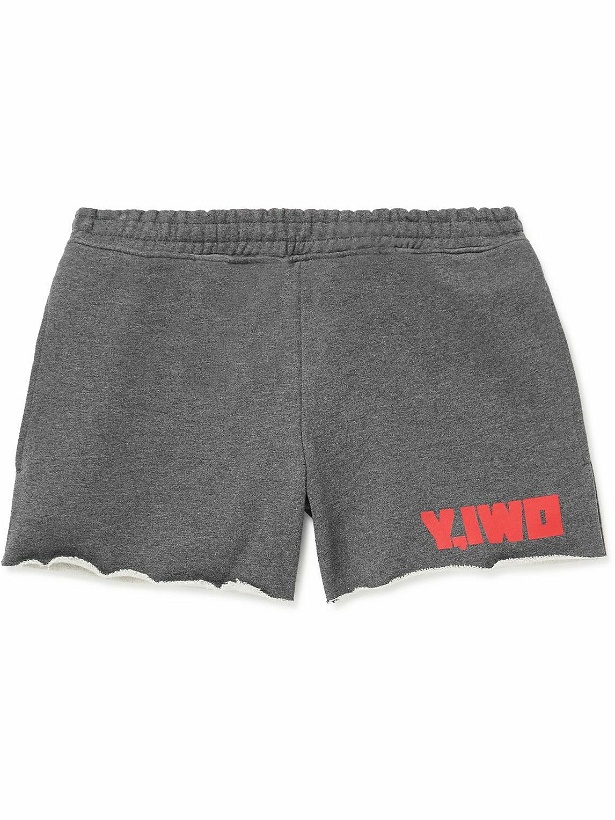 Photo: Y,IWO - Straight-Leg Logo-Print Cotton-Jersey Drawstring Shorts - Gray