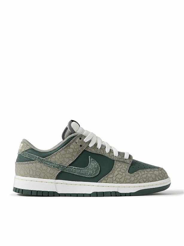Photo: Nike - Dunk Low Retro PRM Suede and Mesh-Trimmed Leather Sneakers - Gray