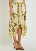 Alice + Olivia Davina Asymmetric Satin Midi Skirt Yellow