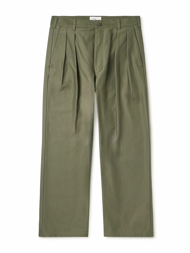 Photo: WTAPS - Straight-Leg Pleated Cotton Trousers - Green