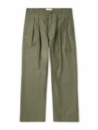 WTAPS - Straight-Leg Pleated Cotton Trousers - Green