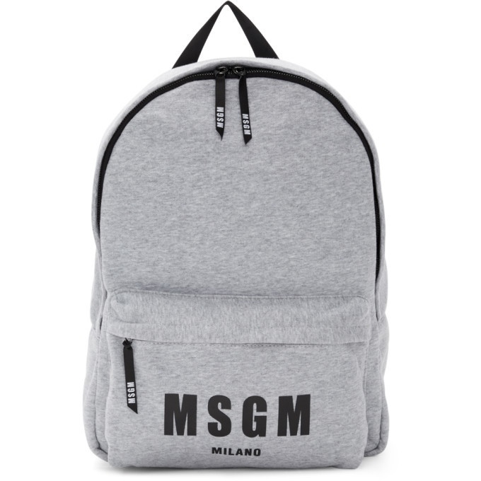 Photo: MSGM Grey Jersey Logo Backpack