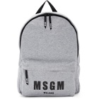 MSGM Grey Jersey Logo Backpack