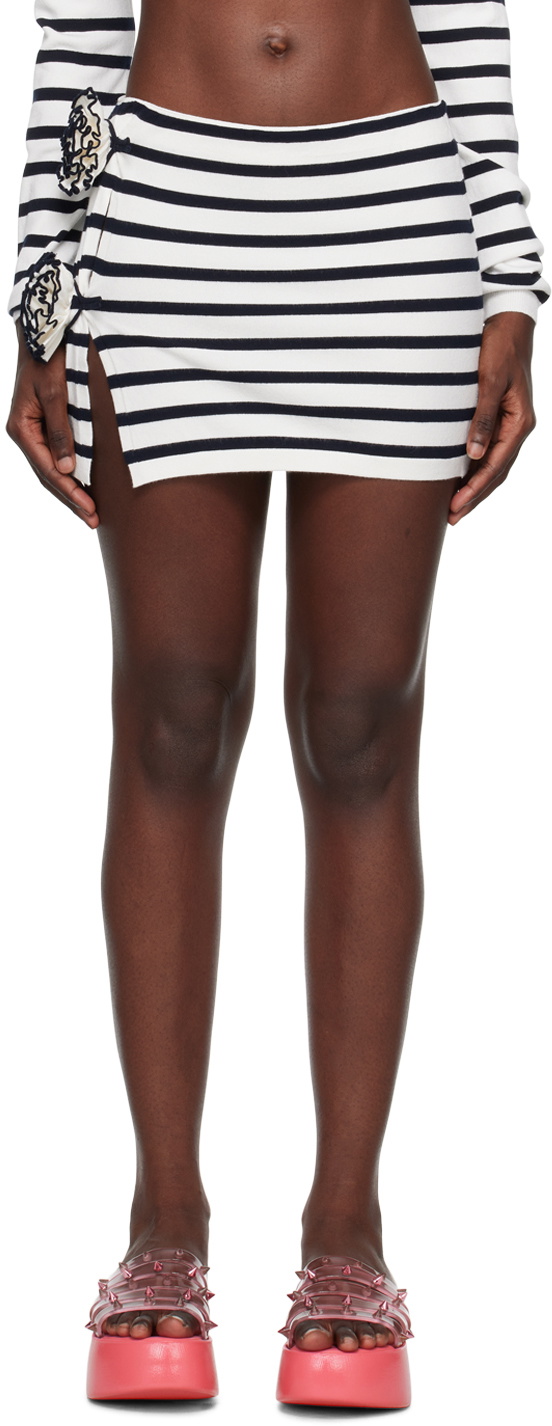 Jean Paul Gaultier White & Navy 'The Flower' Miniskirt