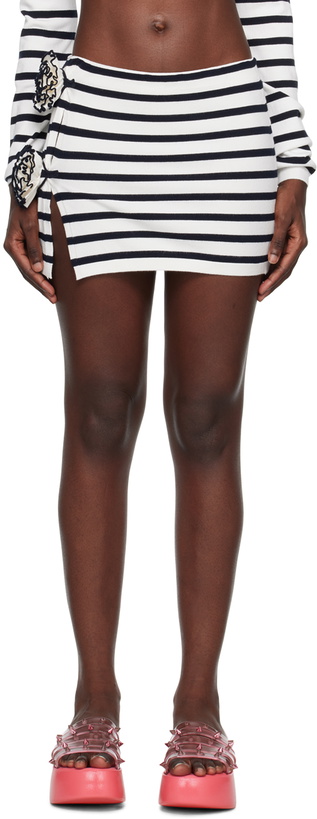 Photo: Jean Paul Gaultier White & Navy 'The Flower' Miniskirt