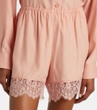 Stella McCartney Lace-trimmed silk shorts