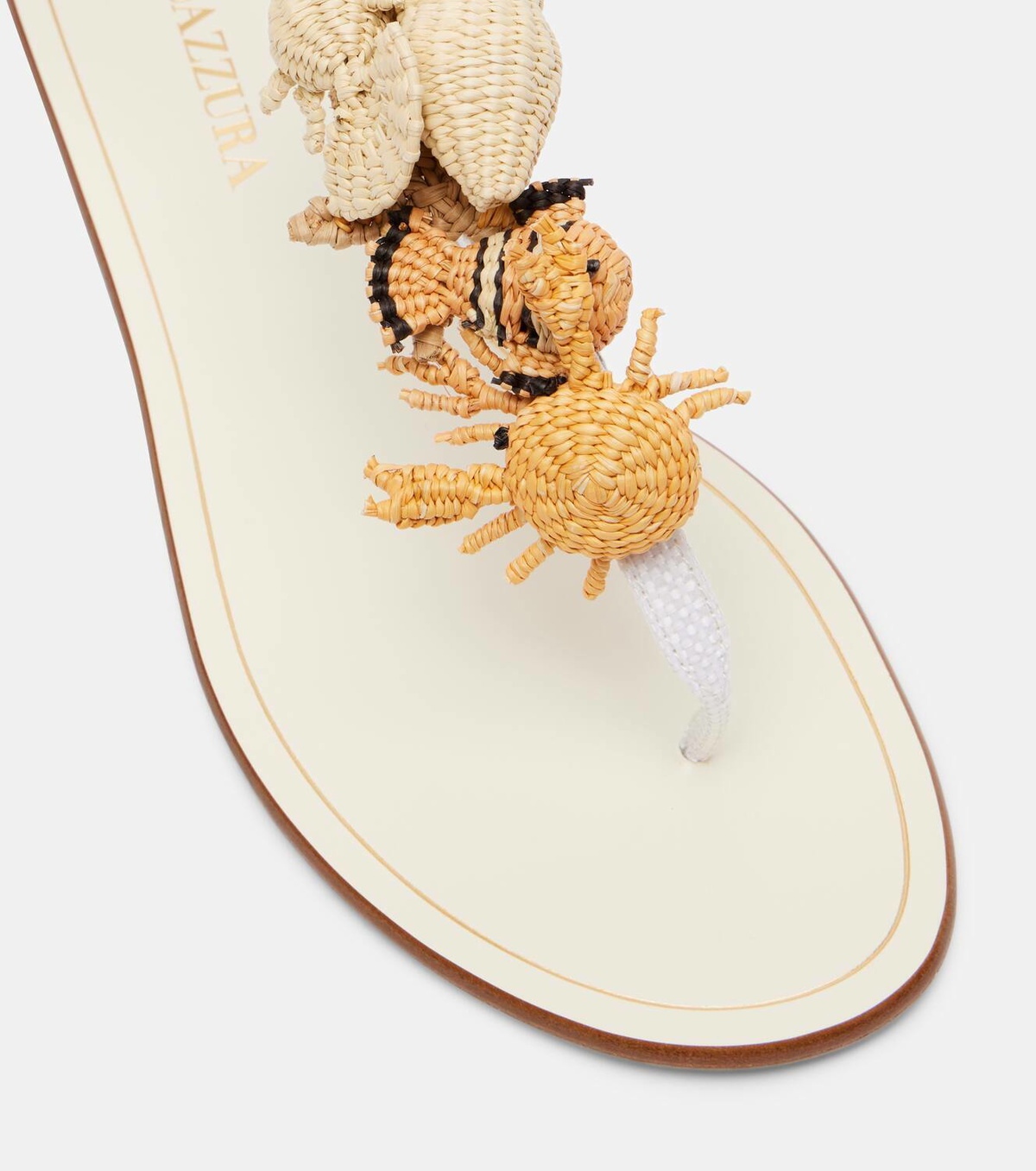 Aquazzura Marea raffia and leather thong sandals
