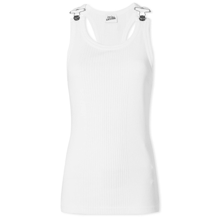 Photo: Jean Paul Gaultier Women's Overall Buckle Ribbed Tank Top in White