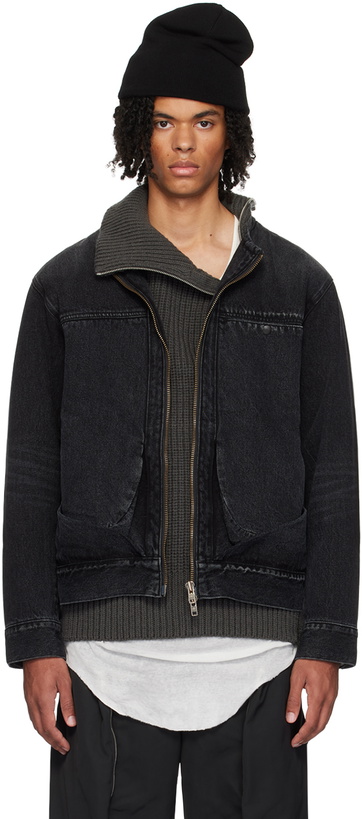 Photo: JiyongKim Black Draped Pocket Denim Jacket