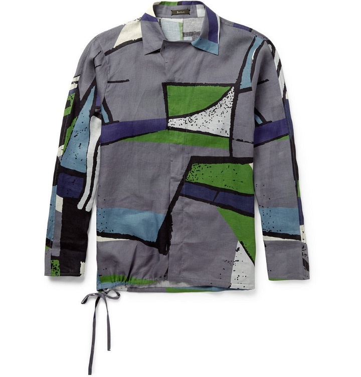 Photo: Berluti - Camp-Collar Printed Linen Shirt - Men - Gray