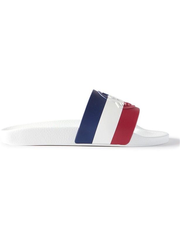 Photo: Moncler - Basile Logo-Embossed Striped Rubber Slides - White