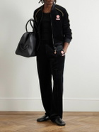 Casablanca - Straight-Leg Logo-Appliquéd Cotton-Blend Velour Sweatpants - Black