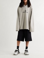 Balenciaga - Distressed Logo-Print Cotton-Jersey Hoodie - Gray