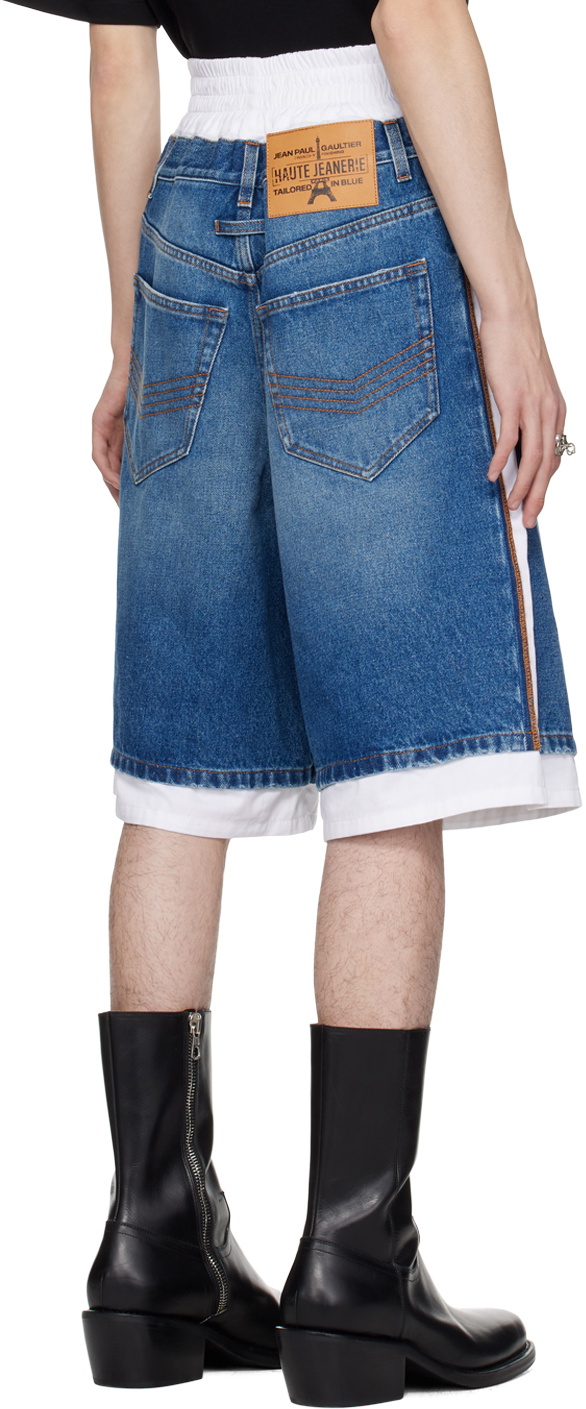 Jean Paul Gaultier Blue & White 'The Trompe L'œil' Denim Shorts