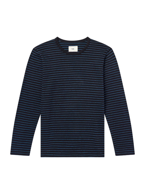 Photo: Folk - Striped Cotton T-Shirt - Black
