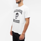 Alexander McQueen Men's Varsity Skull Print T-Shirt in White/Black