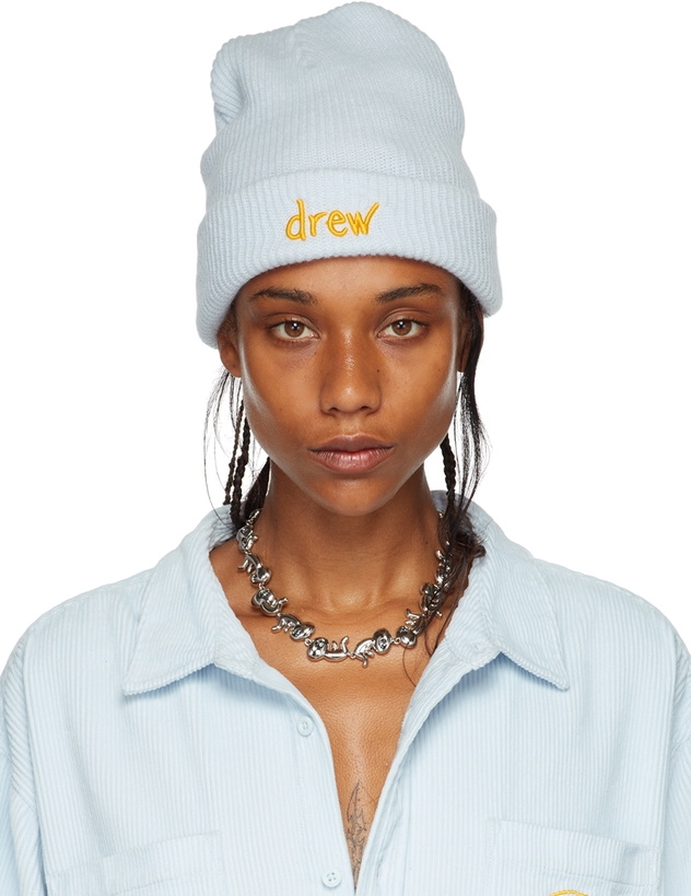 Photo: drew house SSENSE Exclusive Blue Scribble Beanie